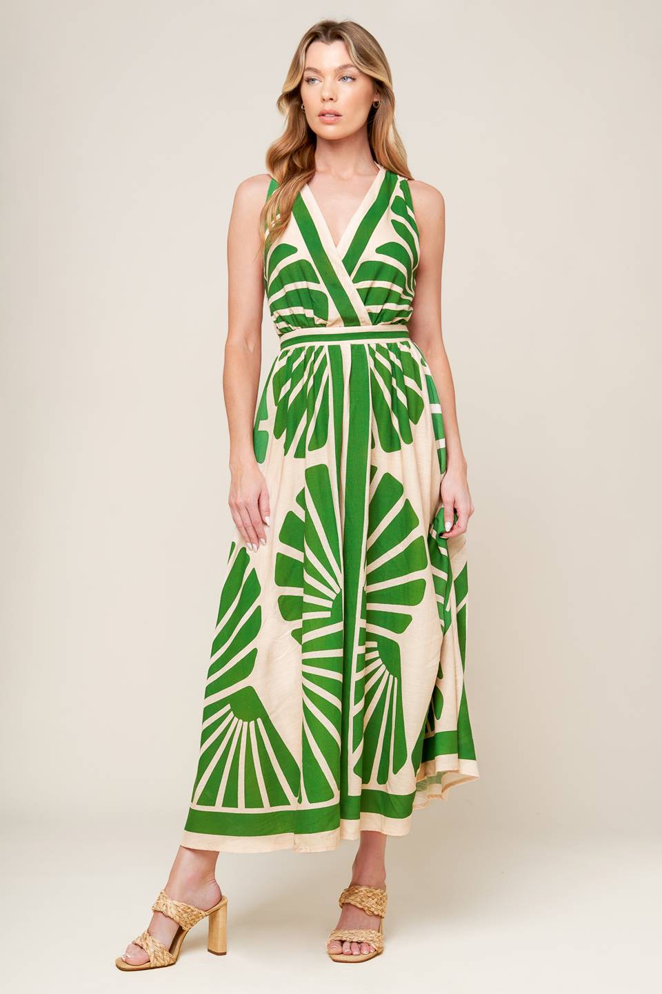 SWEPT ME OFF MY FEET GREEN WOVEN MIDI DRESS Flying Tomato